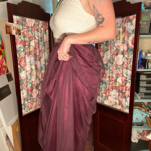 Deep purple tulle and silk maxi skirt - Picture 4 of 8